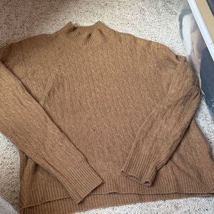 J. Crew Tan Cable Knit Crewneck Sweater
